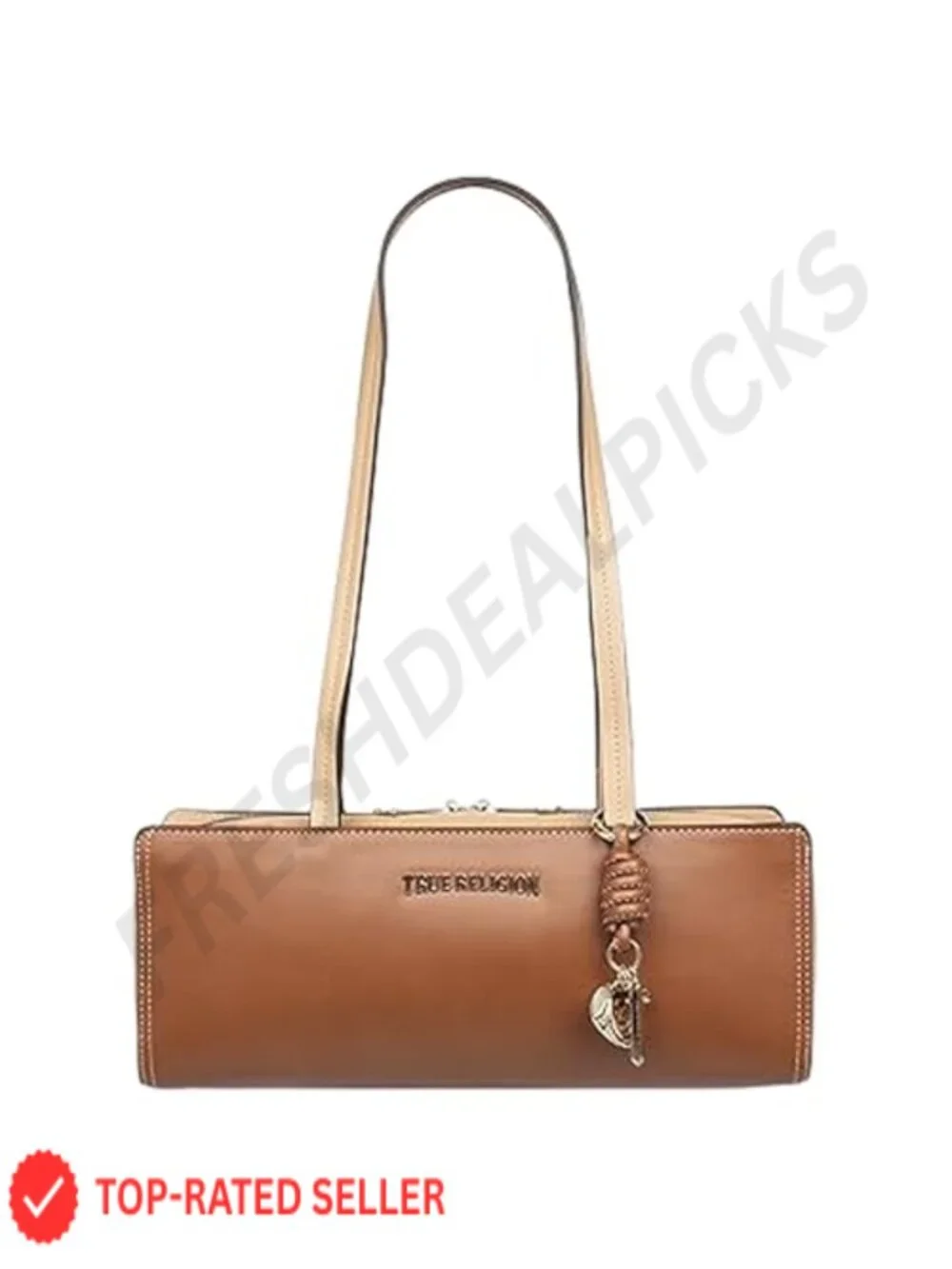 Structured Satchel Bag with Gold-Tone Hardware and Removable Charm